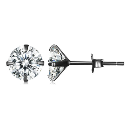 Bamoer CZ Stud Earrings 925 Sterling Silver Platinum Plated Round Cubic Zirconia Hypoallergenic Barbell Earrings 4-7mm - Smarsty