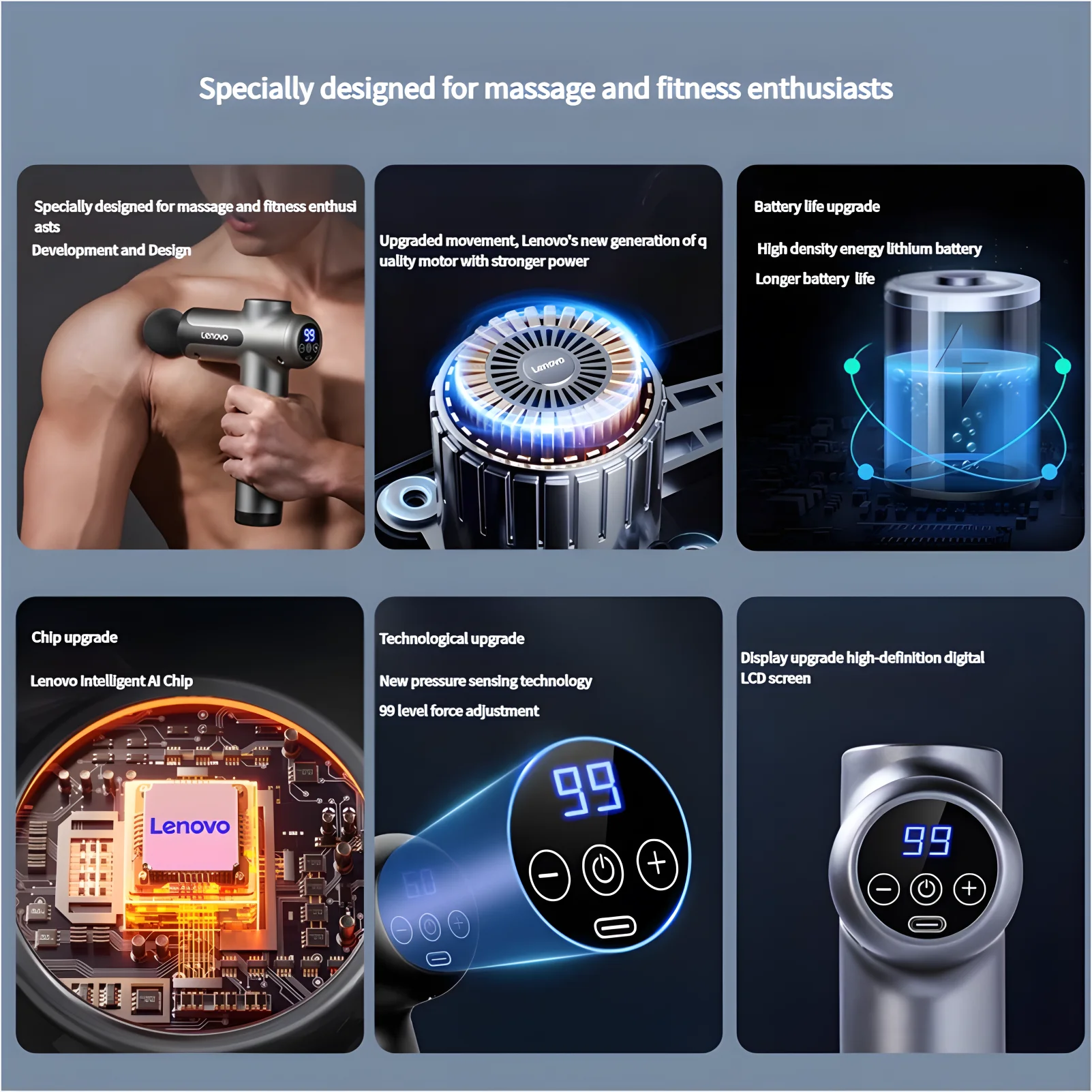 Lenovo Massage Gun for Deep Muscle Relief and Relaxation - Smarsty