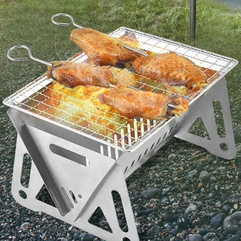 Portable Folding BBQ Grill for Camping and Outdoor Cooking - Smarsty