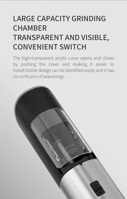 Electric Automatic Salt & Pepper Grinder with Spice Mill Storage Bins Kitchen Adjustable Grinding Tool