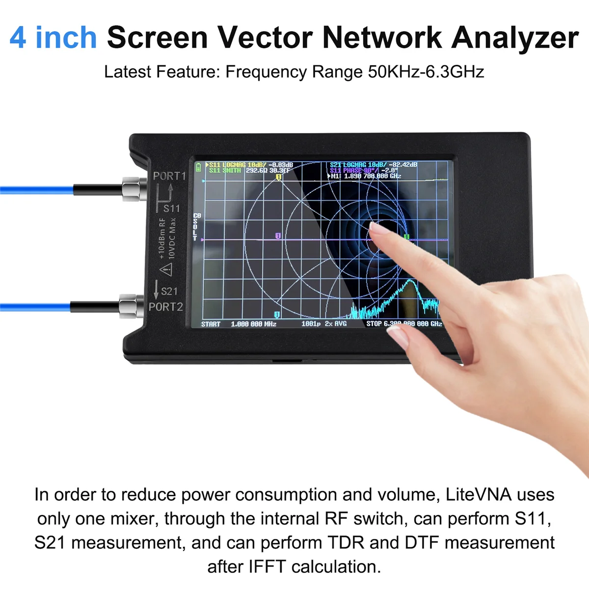 LiteVNA 64 Portable Vector Network Analyzer with Touch Screen - Smarsty