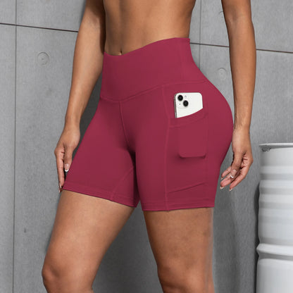 Womens Yoga Pocket Shorts Leggings High Waist  Exercise Fitness Wear Girls Running Elastic Adult Short Pants Sports Outfits ﻿ - Smarsty