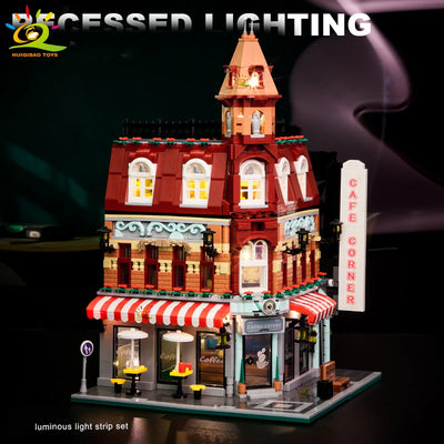 HUIQIBAO Toys MOC City Corner Coffee Shop Architecture Style Street View Micro Building Blocks for Children Construction Bricks - Smarsty
