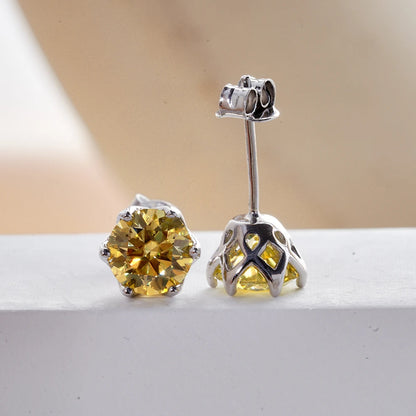 Moissanite Stud Earrings Sterling Silver VVS D Sparkle - Smarsty