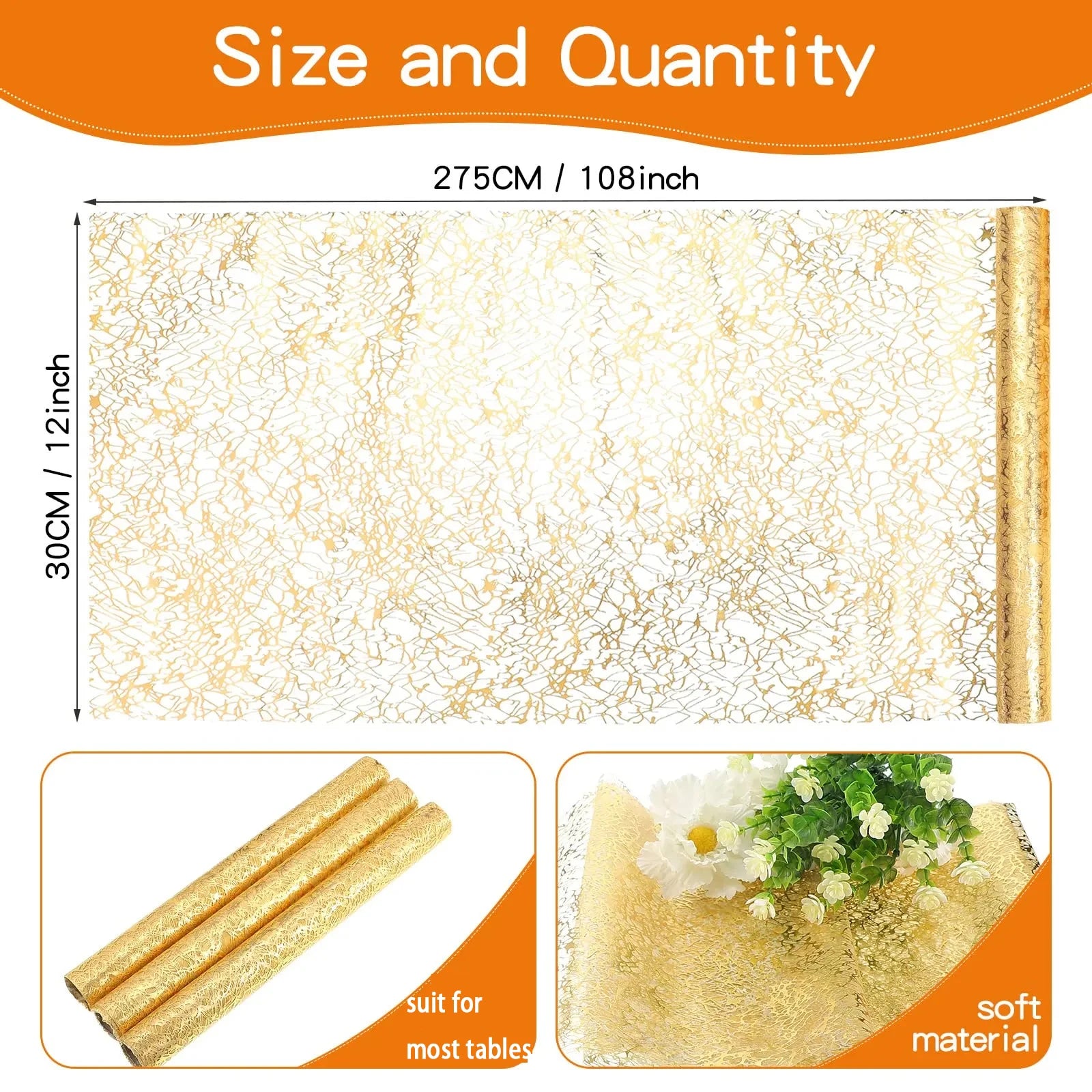 Gold Metallic Glitter Table Runner for Elegant Decor - Smarsty