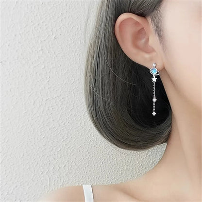 Korean Moon Butterfly Crystal Drop Earrings for Party Women - Smarsty