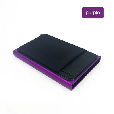 YUECIMIE Slim Aluminum Wallet With Elasticity Back Pouch ID Credit Card Holder Mini RFID Wallet Automatic Pop up Bank Card Case - Smarsty