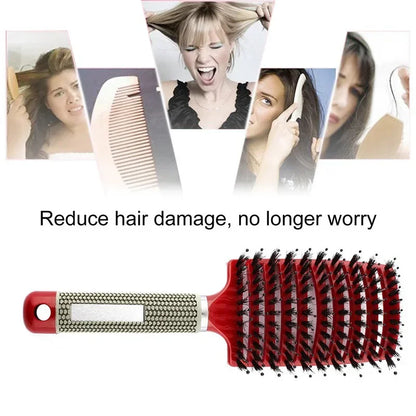 Boar Bristle Hair Brush for Scalp Massage and Detangling - Smarsty