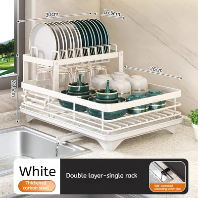 Stainless Steel Dish Drying Rack Adjustable Kitchen Plates Organizer with Drainboard Over Sink Plate Drainer Storage Organizer by Smarsty