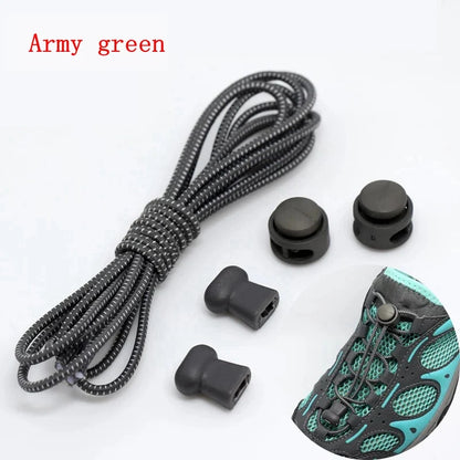 1 Pair 22 Colors Elastic Shoelaces Round Locking No Tie Shoe Laces Kids Adult Quick Lazy Laces Rubber Sneakers Shoelace T1 - Smarsty