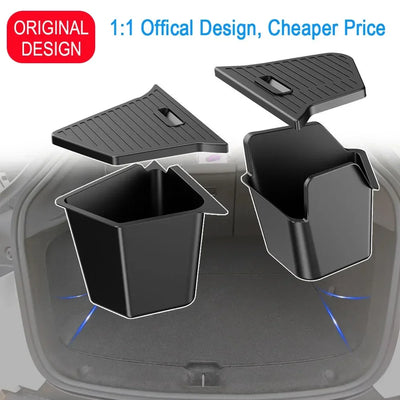 For Tesla Model Y Juniper Trunk Organizer Side Storage Box Boot Organizer Flocked TPE Mat Anti-dirty 2025 Car Travel Accessories - Smarsty