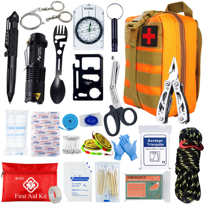 Survival First Aid Kit Survival Full Set Molle Outdoor Gear Emergency Kits Trauma Bag Camping Hiking IFAK Adventures EDC by Smarsty