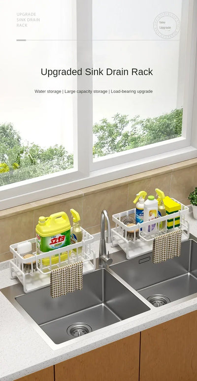 Kitchen Shelf Rag Storage Drainage Shelf No-Punch Storage Rack Home Spice Rack Sink Tap Sink Drainage Rack Kitchen Accessories by Smarsty
