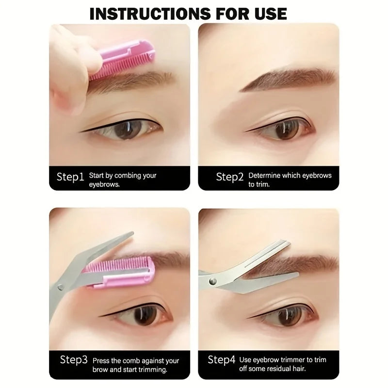 Stainless Steel Eyebrow Trimmer Scissors for Precise Shaping - Smarsty