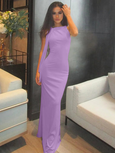 Hugcitar Fashion Solid O Neck Sleeveless Patchwork Sexy Bodycon Maxi Prom Dress Summer Women Clothes Party Festival Club Y2K - Smarsty