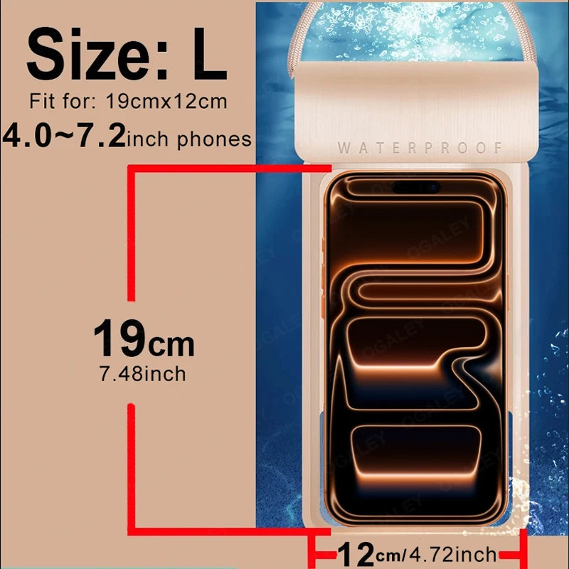 IPX8 Universal Waterproof Bag Cell Phone Pouch Case Water Proof Underwater Dry Bag For iPhone 17 Pro Max 16 Xiaomi Samsung Cover