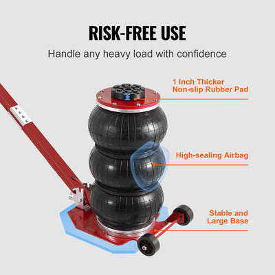 SucceBuy Pneumatic Jack 3 Ton/5 Ton Triple Bag Air Jack Quick Lift Heavy Duty Car Repair Jacks Folding Rod Jacks with Two Wheels - Smarsty