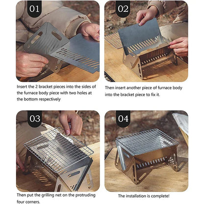 Portable Folding BBQ Grill for Camping and Outdoor Cooking - Smarsty