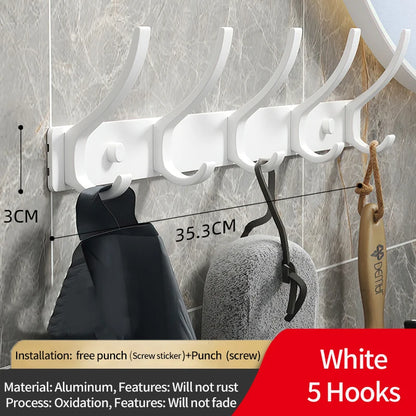 Black and White Folding Robe Hooks for Bathroom Storage - Smarsty