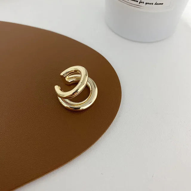 Double Circle Ear Cuff No Piercing Vintage Hip Hop Style - Smarsty