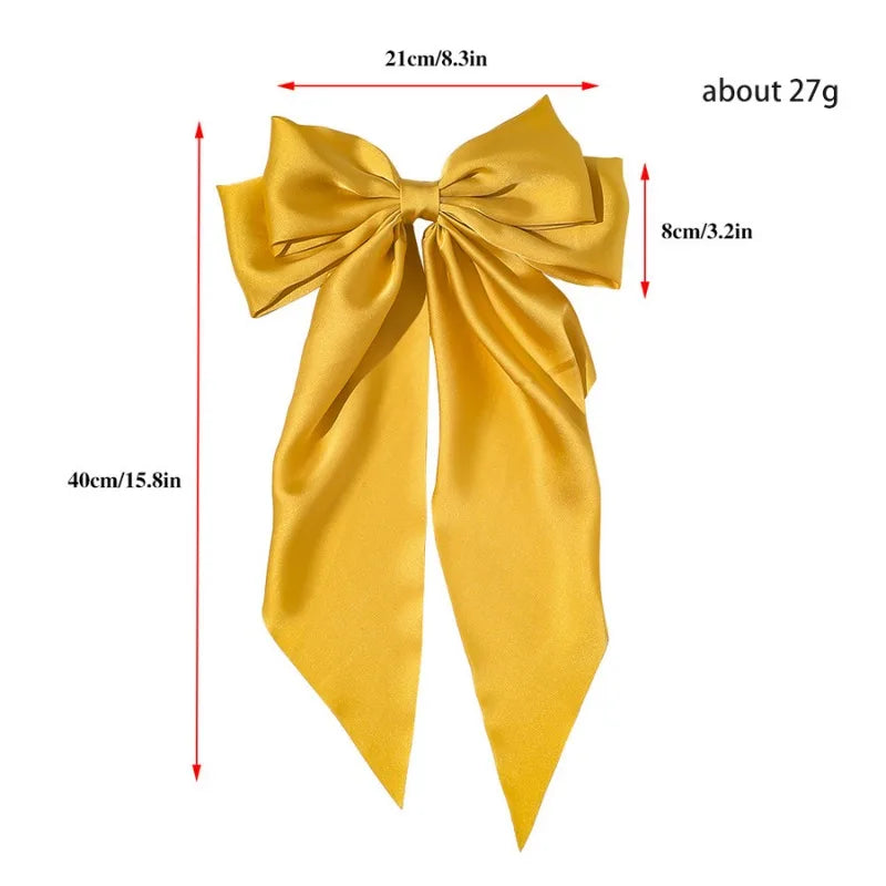 Trendy Solid Color Satin Ribbon Hair Bows for Women - Smarsty