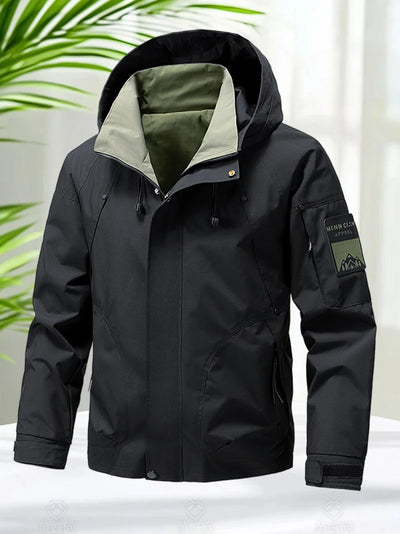 Waterproof Jacket Men Outdoor Softshell Zip Up Hooded Jacket Windbreaker Hiking Camping Coats Lightweight Spring Autumn Coats by Smarsty