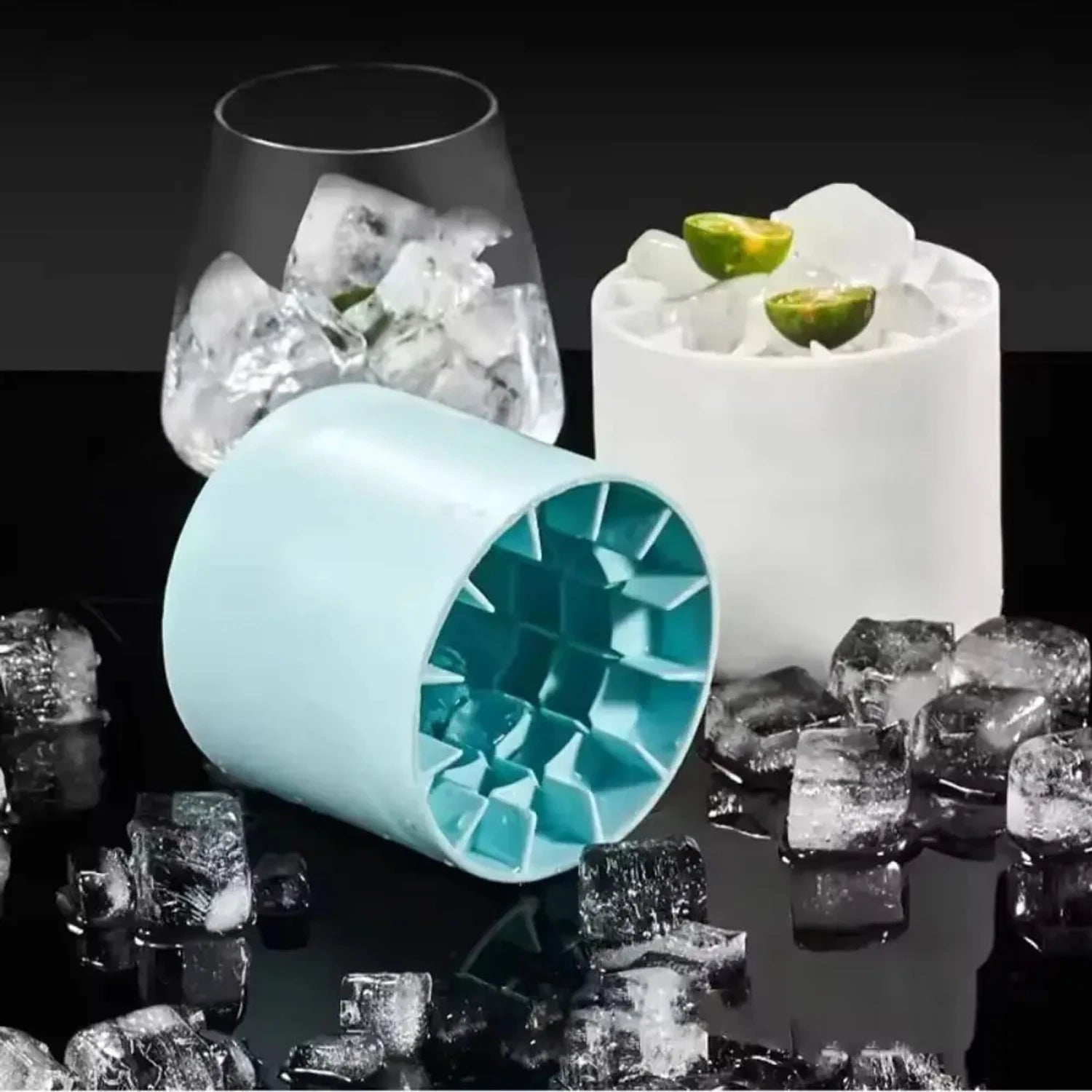 Food grade silicone cylindrical ice tray ice making mold for household kneading, ice storage box, ice cup, quick freezing (small