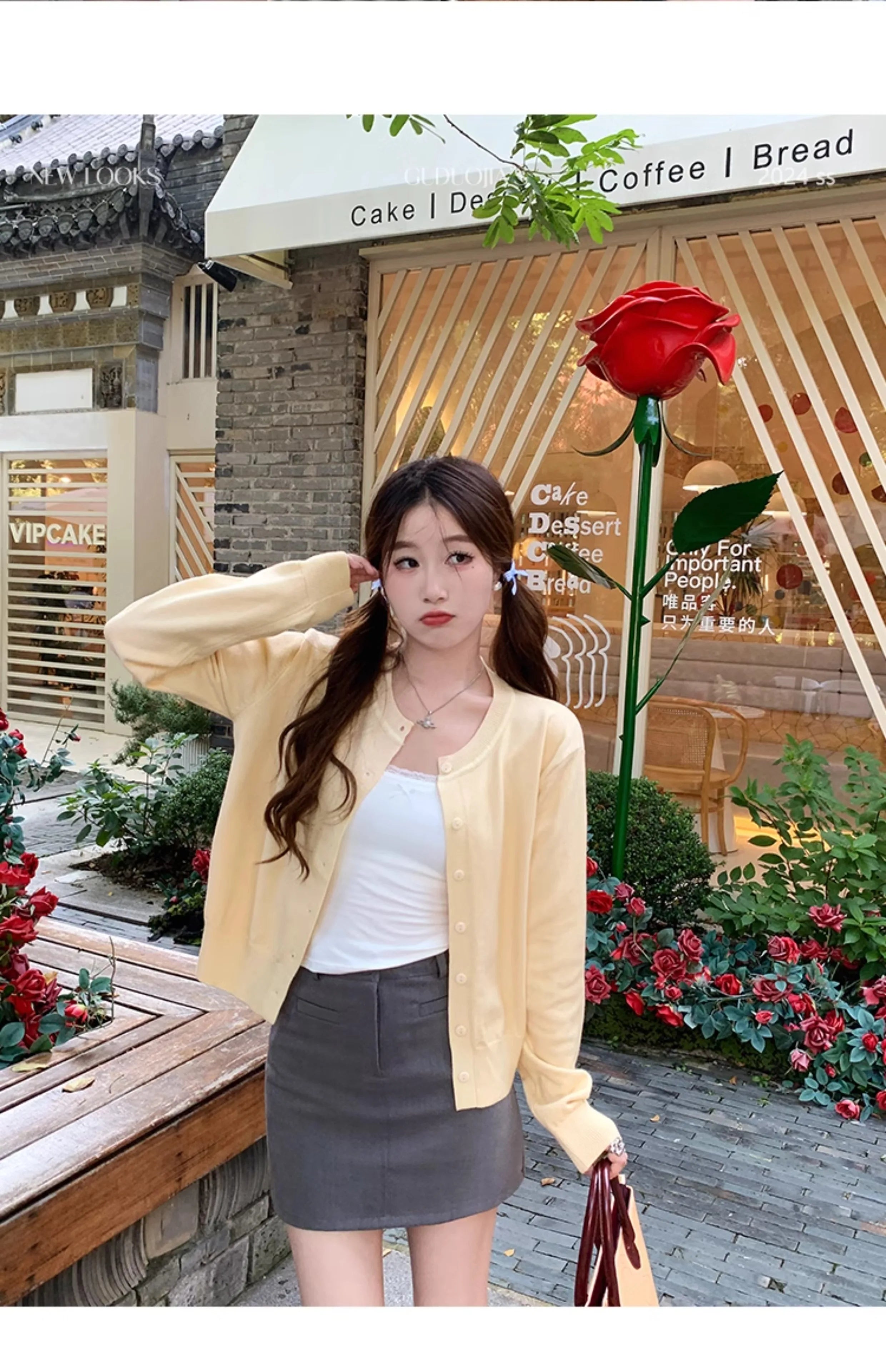 AOSSVIAO Women's Long Sleeve 2025 Cardigan O Neck Button Down Knit Lady Autumn Spring Knitted Single-breasted Cardigan Sweaters - Smarsty