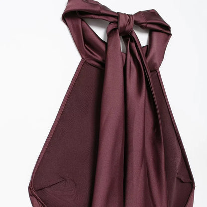 TRZA-Women's Long Satin Halter Dress, Backless, Bow Tied, Back Zipper, Female Dresses, Sexy Fashion - Smarsty