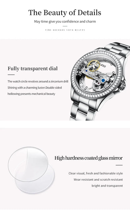 OLEVS Luxury Women's Automatic Mechanical Watch with Diamonds - Smarsty