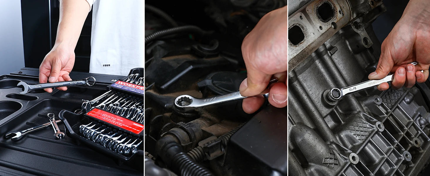 WORKPRO 32-Piece SAE & Metric Combination Wrenches Set, 20-Piece Standard wrenches and 12-Piece Stubby Wrenches with Organizer