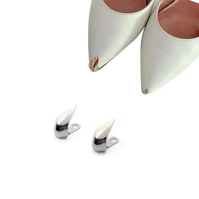 Women High Heel Metal Toe Cap Wear and Tear Concealer Anti-kicking Leather Shoes Point Protector Flat Shoe Tips Cap Accessorices - Smarsty