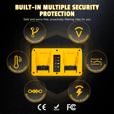 90W Battery Charger Replacement for Dewalt 18V 20V Lithium Battery Rechargeable DCB207 DCB206 DCB204 DCB203 Fast Dual Charger