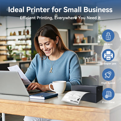 Thermal Label Printer Portable No Ink Required 203DPI 4x6 for Small Business Bluetooth USB High Speed Express Airway Bill - Smarsty