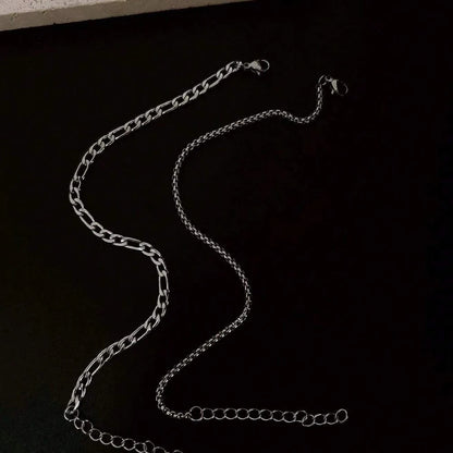 Mens Stainless Steel Chain Bracelets Set Gold Silver - Smarsty
