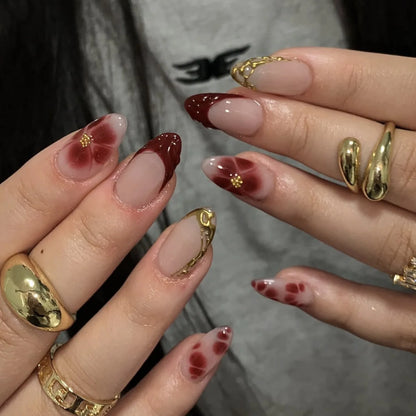 24pcs Flower Design Fake Nail Tips Full Cover - Smarsty