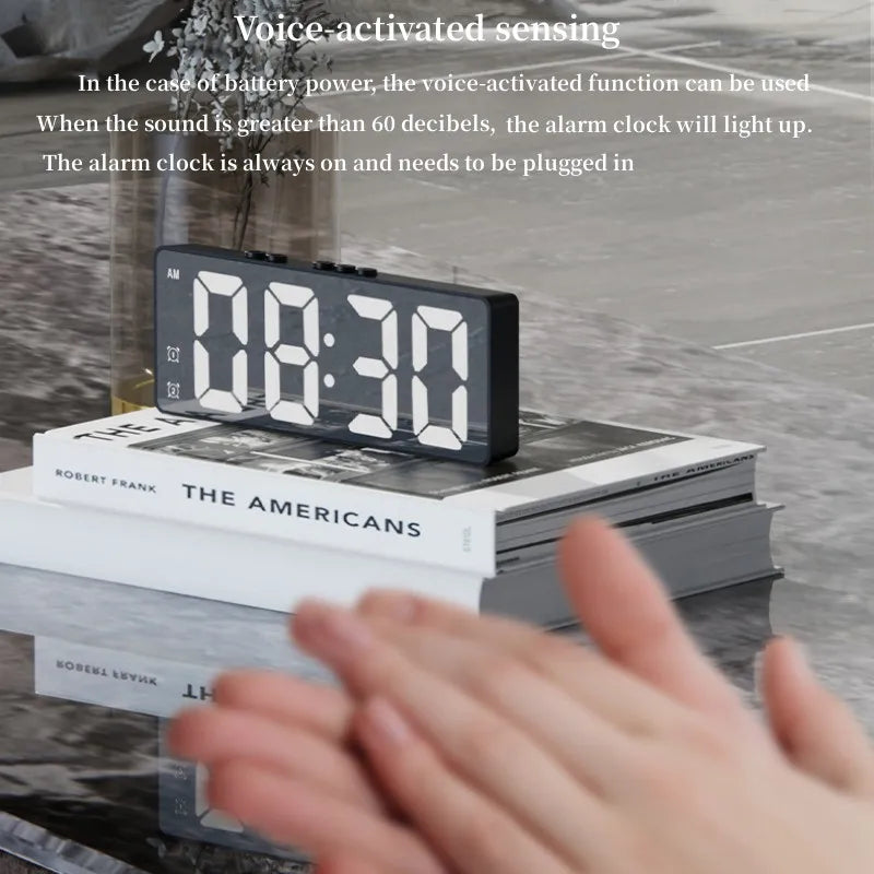 LED Digital Alarm Clock with Voice Control and Dual Snooze - Smarsty