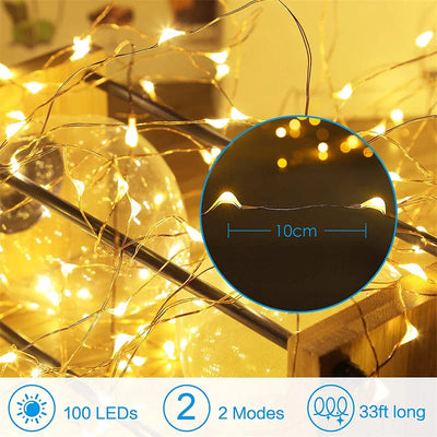 USB Led Fairy Lights Copper Wire String 20M 200LED Holiday Outdoor Lamp Garland For Christmas Tree Wedding Party Decoration - Smarsty