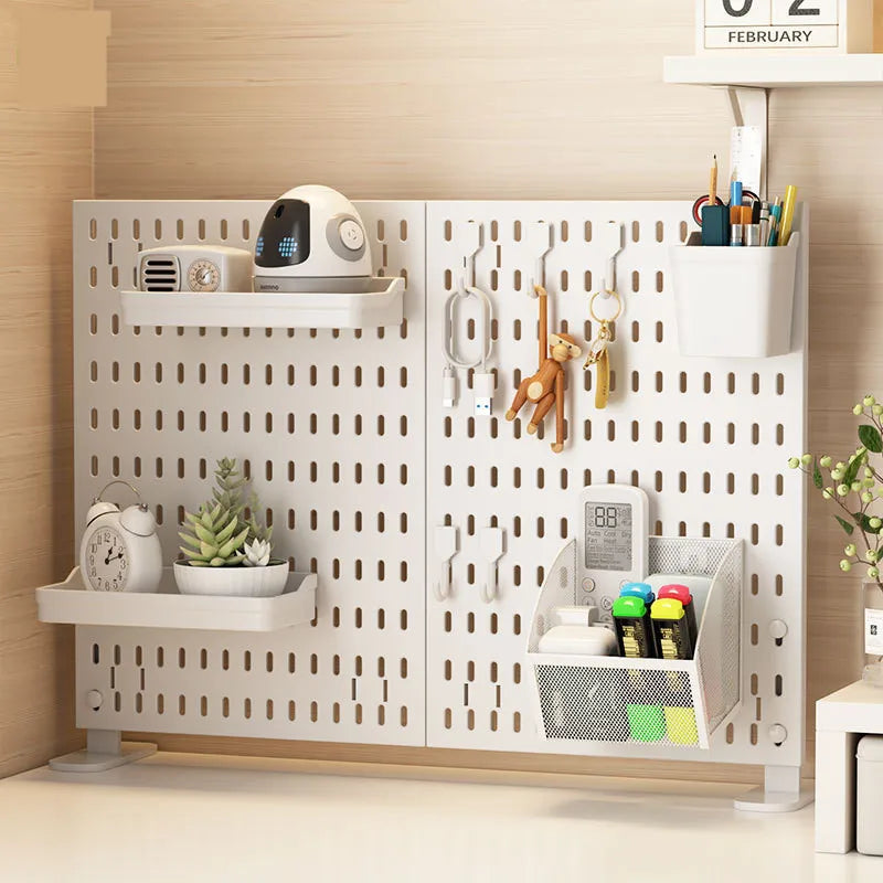 Punch-free Hole Board Vertical Desktop Wall Hanging Office Desk Storage Shelf Reading Room Desktop kitchen Bathroom Storage Rack by Smarsty