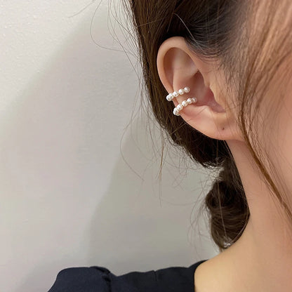 Korean Pearl Ear Cuff Clip Earrings Non Piercing Comfort - Smarsty