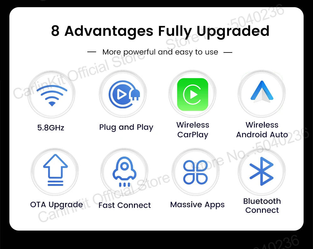 CarlinKit 5.0 Mini Ultra Wireless Adapter Wireless CarPlay Android Auto For OEM Car Plug and Play WiFi Bluetooth Auto Connection - Smarsty