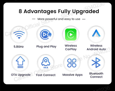 CarlinKit 5.0 Mini Ultra Wireless Adapter Wireless CarPlay Android Auto For OEM Car Plug and Play WiFi Bluetooth Auto Connection - Smarsty