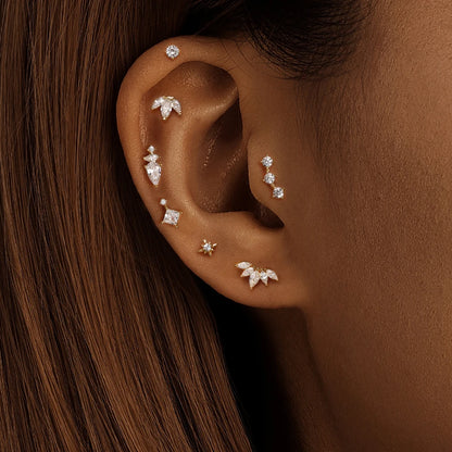 Sterling Silver Heart Zircon Stud Earrings Elegant Gift - Smarsty