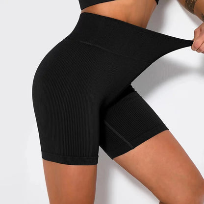 Seamless Knitted Sports Shorts Casual High Waist Push Up Cycling Shorts Fitness Running Tight Hip Lifting Yoga Shorts Sportswear - Smarsty