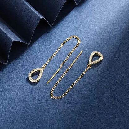 Rose Gold Drop Earrings with Zircon Crystals for Women - Smarsty