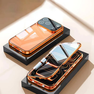 360 ° Full Protection Metal Magnetic Double-Sided Glass Snap Lock Phone Case For iPhone 17 Pro Max/17/Air/17 Pro Bumper Cover - Smarsty