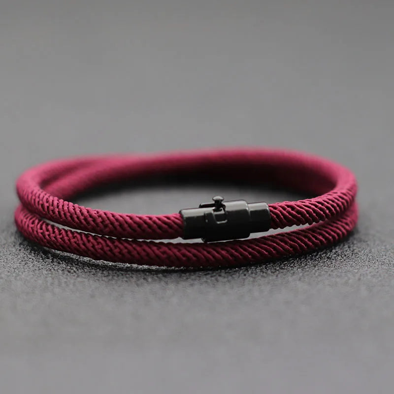 Double Layer Magnetic Buckle Men's Survival Bracelet - Smarsty