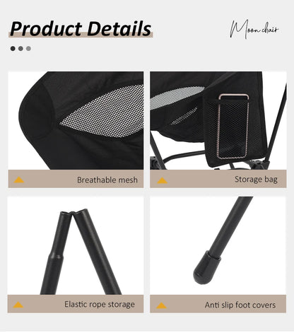 Square Structure Beach Fishing Stool, Convenient Four-Corner Camping Folding Chair, Lightweight Iron Tube Moon Chair by Smarsty