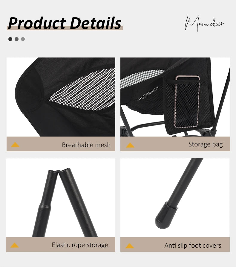 Square Structure Beach Fishing Stool, Convenient Four-Corner Camping Folding Chair, Lightweight Iron Tube Moon Chair by Smarsty