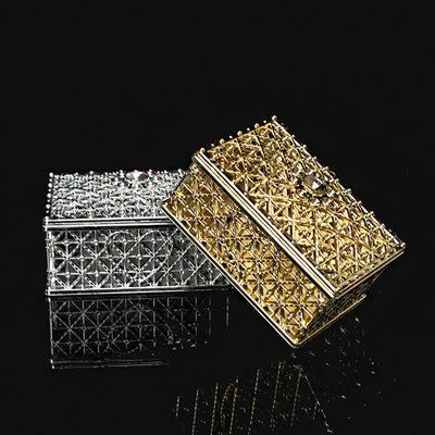 Mini Silver Jewelry Box Set with Flower Design - Smarsty